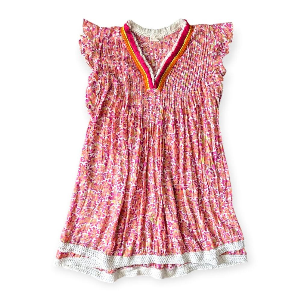 Poupette St Barth Girls Sasha Mini Dress Floral Coral Purple Green Size 12